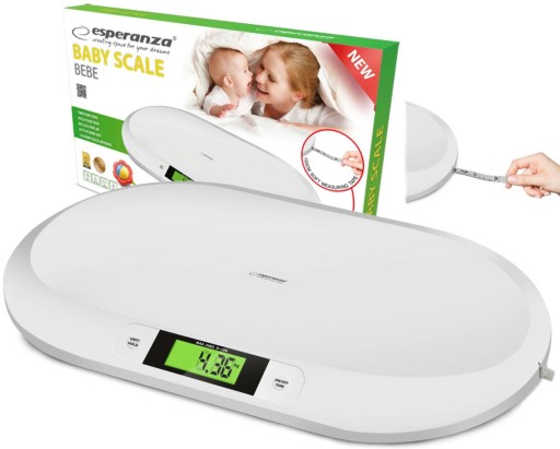 WAGA DO WAŻENIA DZIECI DZIECIĘCA DLA NIEMOWLĄT DO 20KG LCD Z MIARKĄ MIARĄ