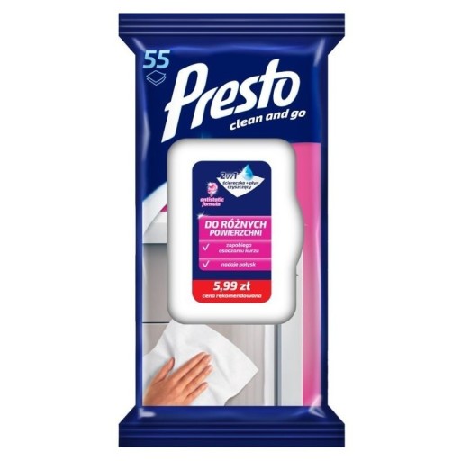 Presto ściereczki nawilżane rożne powierzchnie 55