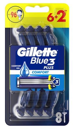 GILLETTE BLUE 3 PLUS COMFORT ZESTAW 8 MASZYNEK DO GOLENIA - NIEBIESKIE