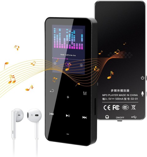 WYSOKA JAKOŚĆ ODTWARZACZ MP4 MP3 16GB BLUETOOTH 5.0 HIFI RADIO czarny