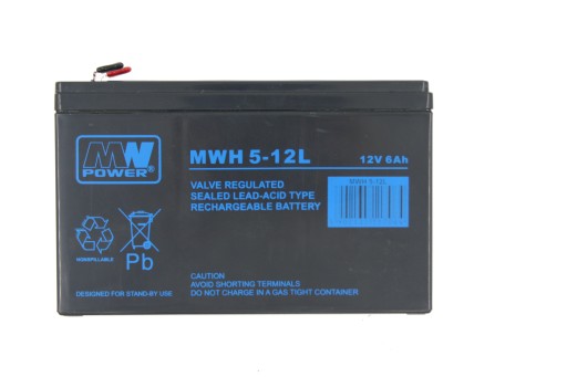AKUMULATOR 12V 6Ah MWH 5-12L MW POWER AGM UPS