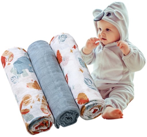 Pieluszki muślinowe bawełniane miękkie 3 sztuki Babyono 348/07 gołębi