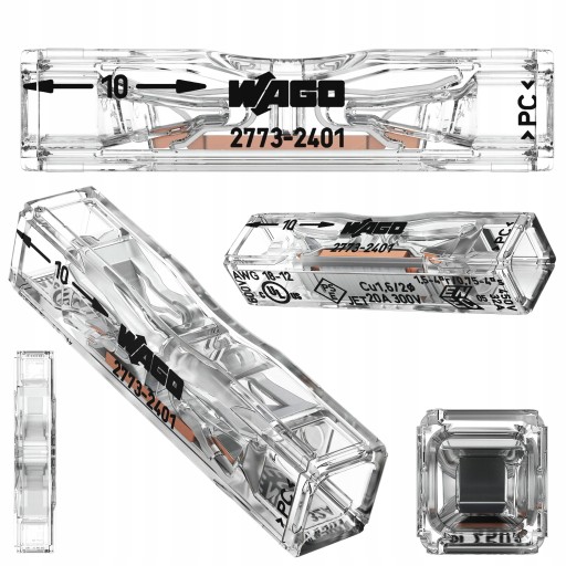 Złączka szybkozłączka przelotowa 2x0,75-4mm2 Inline 2773-2401 100sztuk WAGO