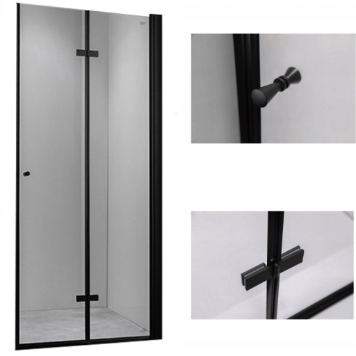 DRZWI PRYSZNICOWE SH01E CZARNE 120 CM 6 MM