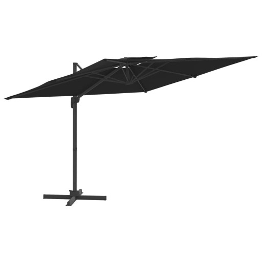 WISZĄCY PARASOL Z PODWÓJNĄ CZASZĄ CZARNY 300X300CM
