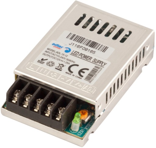 MINI ZASILACZ MODUŁOWY 12V 1.25A 15W DO TAŚM LED MONTAŻOWY TRANSFORMATOR