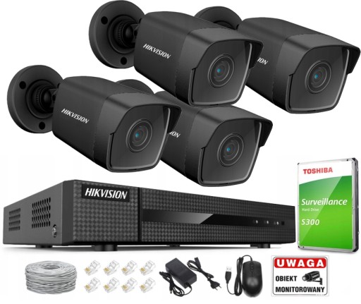 ZESTAW MONITORINGU IP HIKVISION 4x 4Mpx PoE BLACK