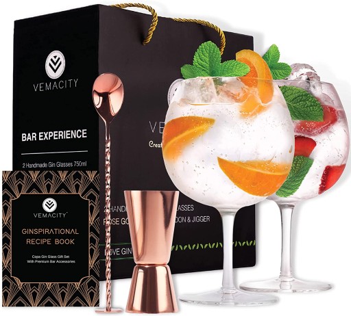 Vemacity Kieliszki do ginu dla miłośników ginu szklane duże kieliszki 750ml