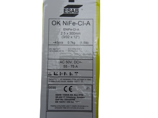 Elektroda do spawania żeliwa NiFe-CI-A Fi 2,5 ESAB