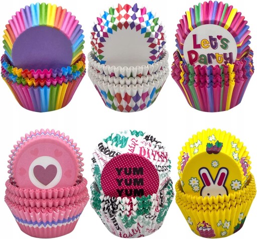 Foremki do muffinek,600 sztuk, tęczowe papiery