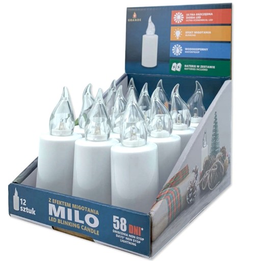 Wkłady LED do zniczy lampki Milo białe 12szt