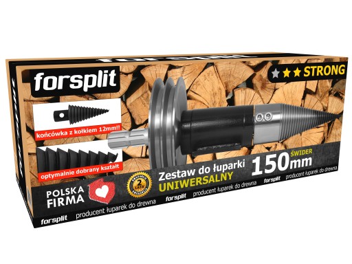 ŁUPARKA ŚWIDROWA ZWK2P / ŚWIDER DO DREWNA 150 mm - ZESTAW WOM z kołem