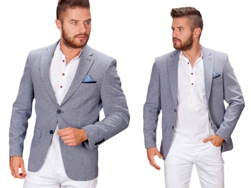 Modna marynarka męska szara barbetti R.68 4XL