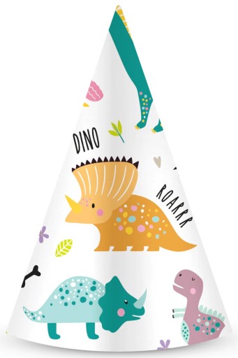 CZAPECZKI NA URODZINY DINOZAURY TRICERATOPS PARK JURAJSKI URODZINY 6szt