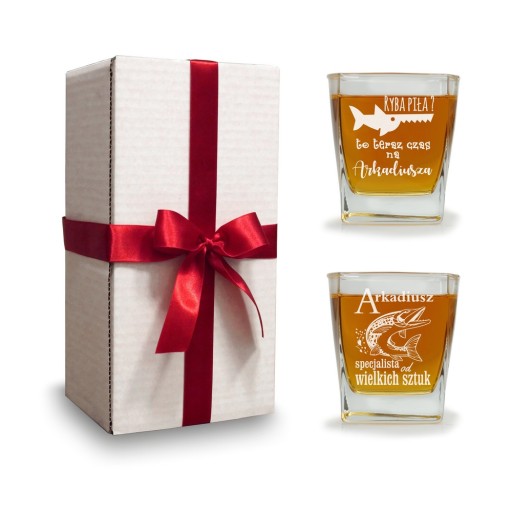 2 szklanki szklanka do whisky Wędkarz Z GRAWEREM