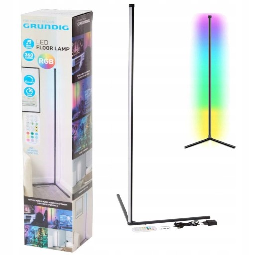 LAMPA STOJĄCA PODŁOGOWA NAROŻNA LED GRUNDIG RGD + pilot