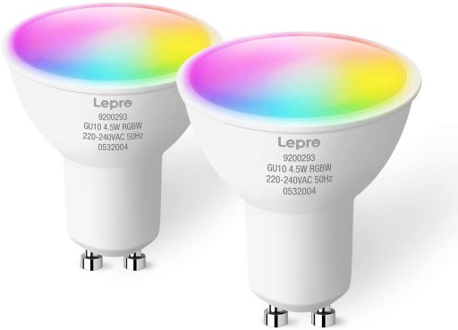 2x ŻARÓWKA LED GU10 RGB WIFI CIEPŁA BIEL 4.5W