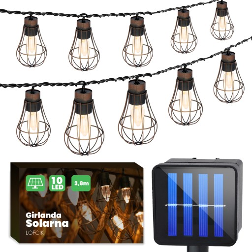 Girlanda żarówki LED panel solarny lampki ogrodowe