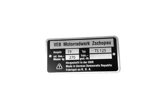 TABLICZKA ZNAMIONOWA MZ TS 125
