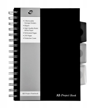 KOŁOZESZYT A5 PUKKA PAD 250 PRZEKŁADKI BLACK RANGE