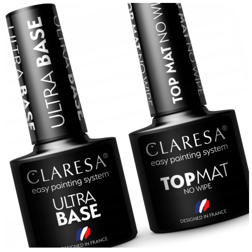 Claresa lakier hybryd ULTRA BASE + TOP MAT NO WIPE