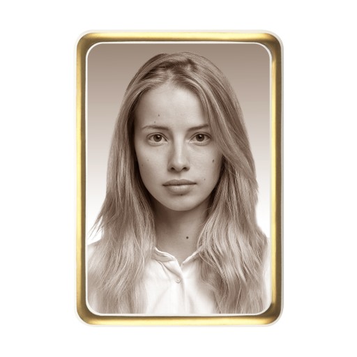 ZDJĘCIE NAGROBKOWE PROSTOKĄT SEPIA ZŁOTA RAMKA 10x13