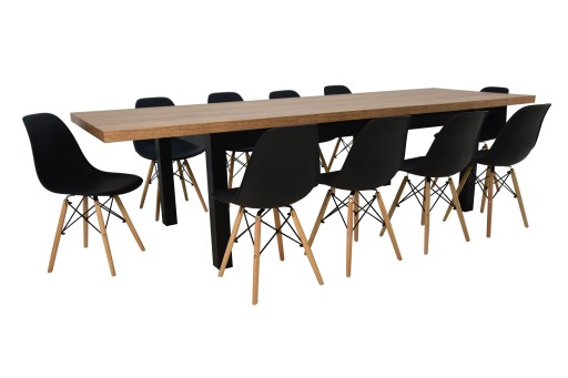DUŻY ZESTAW solidny stół 100x200/300 i 10 krzeseł