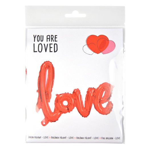 Balon foliowy czerwony napis Love Arp Walentynki