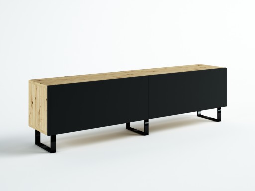 SZAFKA RTV LOFT 180 DĄB ARTISAN / CZARNY MAT