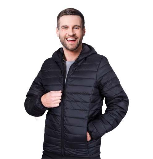 KURTKA MĘSKA PIKOWANA OCIEPLANA KAPTUR CZARNA 3XL