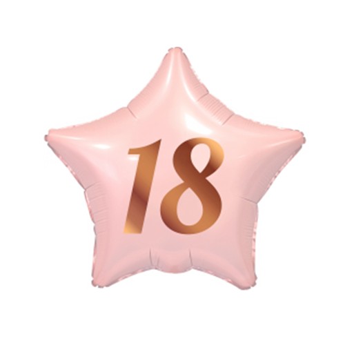 Balon foliowy gwiazda różowa z napisem 18
