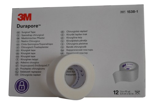PLASTER JEDWABNY DURAPORE 3M 2,5cm x 9,1m 12 SZT