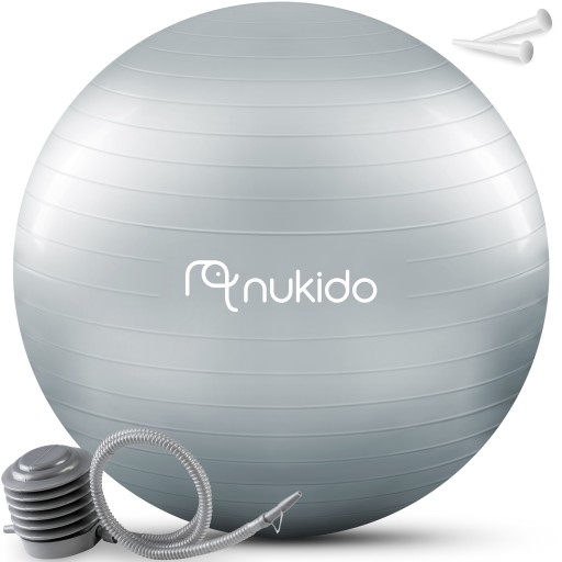 Piłka ciążowa do aerobiku 65 cm szara FITNESS ZESTAW POMPKA