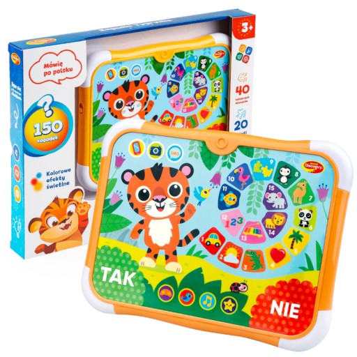 DUMEL Edukacyjny tablet ZAGADKI TYGRYSKA Nauka Zabawa Melodie Zagadki