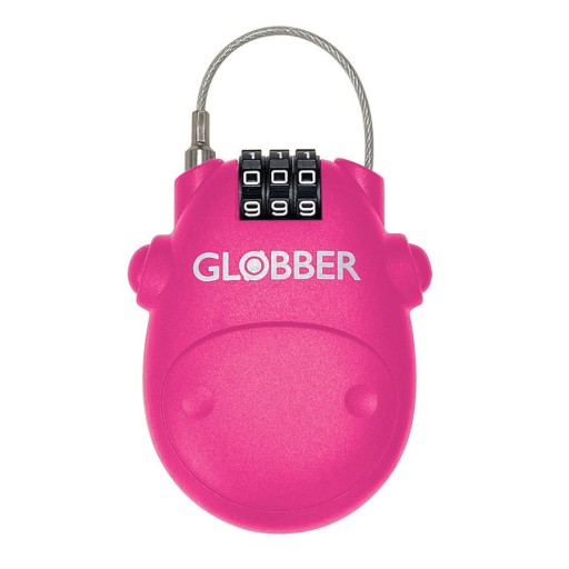Kłódka Globber z linką 80cm na kod PIN różowa