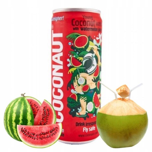 Coconaut Woda Kokosowa z Sokiem Arbuzowym 320ml Witamina C Naturalny Puszka