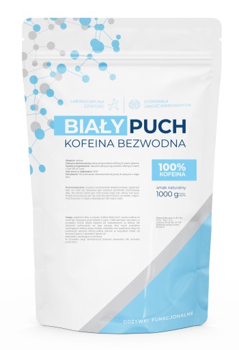 Biały Puch Kofeina Mocna Czysta 100% Energia Pobudzenie Koncentracja 1kg