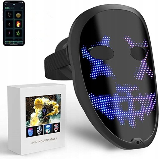 Programowalna maska LED na Halloween Cosplay