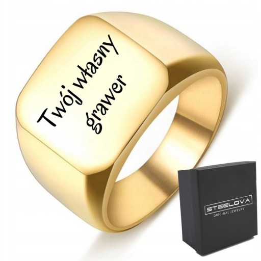 ELEGANCKI SYGNET Z TWOIM GRAWEREM NAPIS ,LOGO r.30