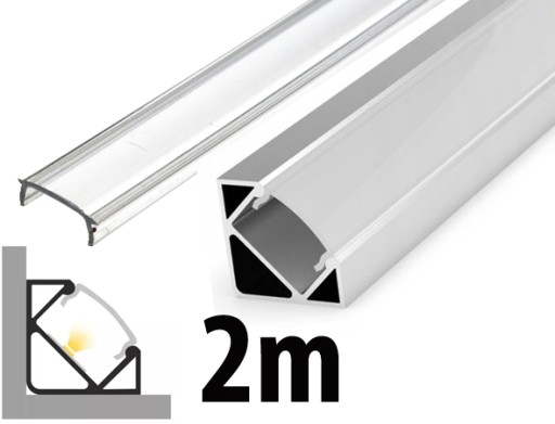 2mb Profil ALUMINIOWY NAROŻNY typ C P3-1 SREBRNY do taśm led + KLOSZ