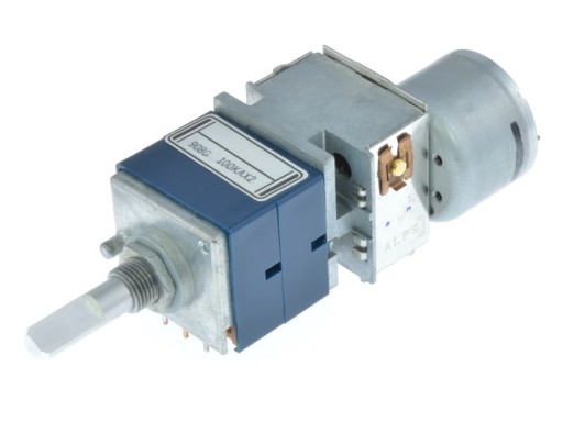 POTENCJOMETR ALPS Z SILNIKIEM RK271 LOG 100KAX2