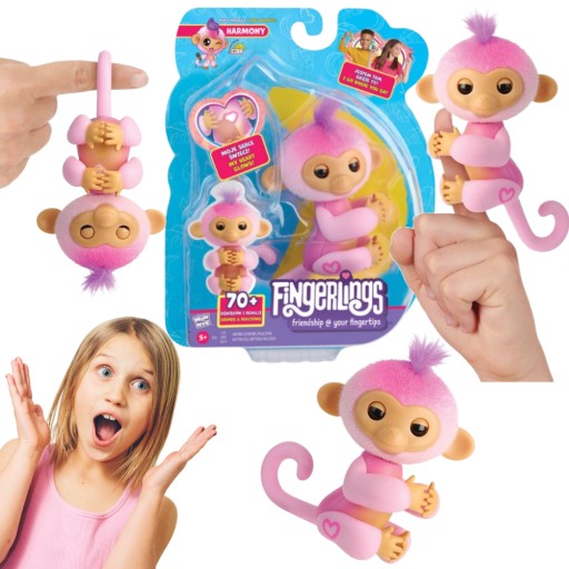 FINGERLINGS INTERAKTYWNA MAŁPKA NA PALEC HARMONY RÓŻOWA ZABAWKA DZIECKO