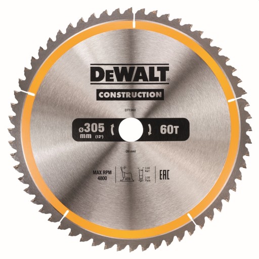 DEWALT TARCZA TNĄCA DO DREWNA DT1960 305 MM 60 Z