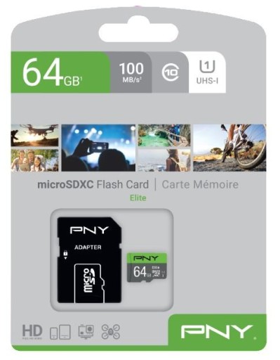 Karta pamięci PNY MicroSDXC Elite 64GB P-SDUX64U185GW-GE