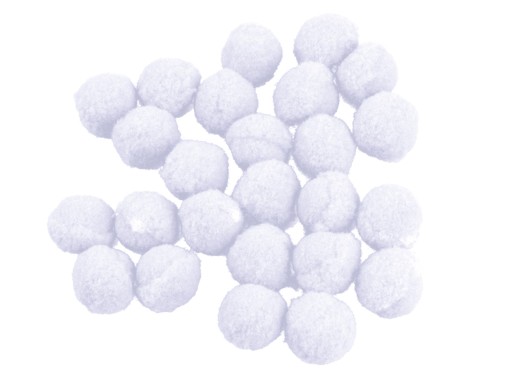 POMPONY POMPONIKI DEKORACYJNE 25szt 1,5cm BIAŁE