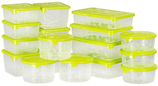 POJEMNIKI NA ŻYWNOŚĆ ZESTAW KOMPLET 17x PLASTIKOWE