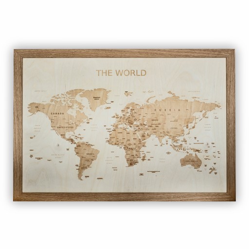 The World - mapa świata w drewnie 3D 66x44 cm