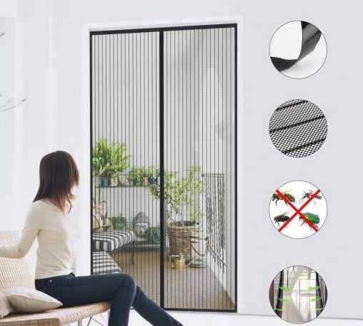 MOSKITIERA MAGNETYCZNA NA DRZWI 80 x 200cm SIATKA NA KOMARY OWADY DO DRZWI