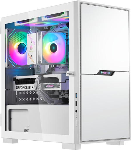 BIAŁA OBUDOWA USB 3.0 LOGO RGB SZKŁO NA ZAWIASIE GAMING +1x RGB FAN