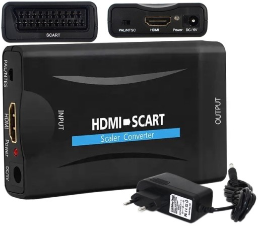 ADAPTER KONWERTER HDMI DO NA SCART AV EURO FULL HD PRZEJŚCIÓWKA + ŁADOWARKA